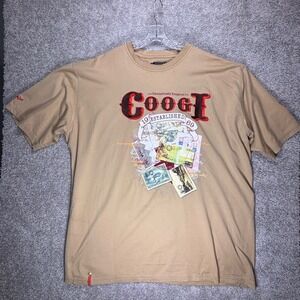 Coogi Mens 6XL Tan Graphic T-Shirt Embroidered Logo Postal Stamp Streetwear